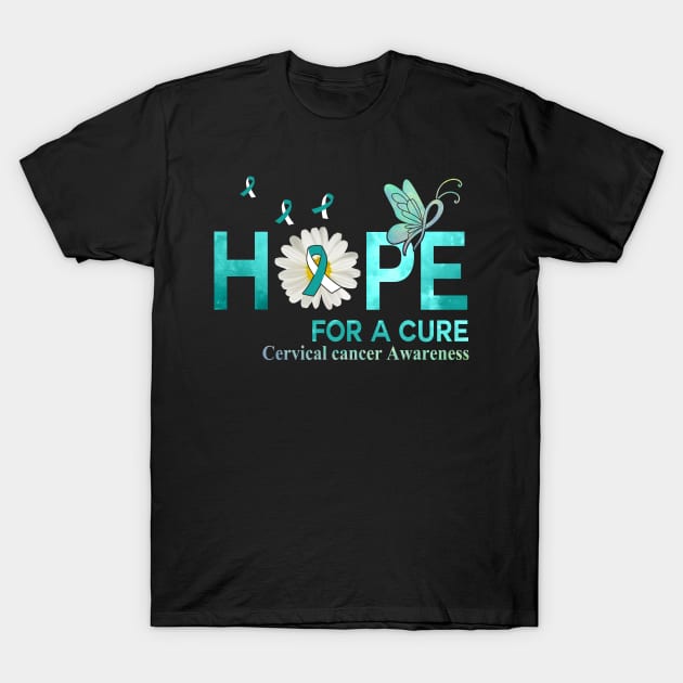 Hope For A Cure  Butterfly Flower Cervical cancer T-Shirt by HomerNewbergereq